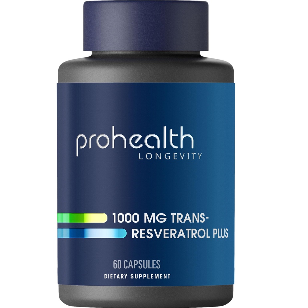 ProHealth Resveratrol 1000mg | Pure Trans-Resveratrol | Plus Quercetin, Rotwein & Grüner Tee Extrakt | Klinisch untersucht, um Cellular Health, Memory, Healthy Aging | 60 Kapseln zu unterstützen