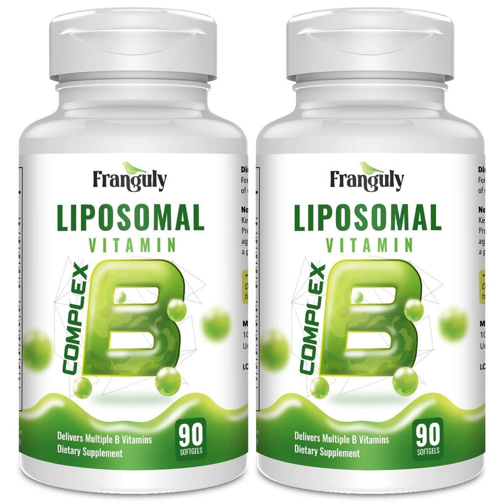 Liposomal B-Komplex entwickelt für hohe Absorption B Vitamine mit Choline Inositol B1, B2, B3, B5, B6, Biotin, Folate, Methylierte B12-Immune, Energie, Gehirn und Herz Unterstützung 180 Softgels
