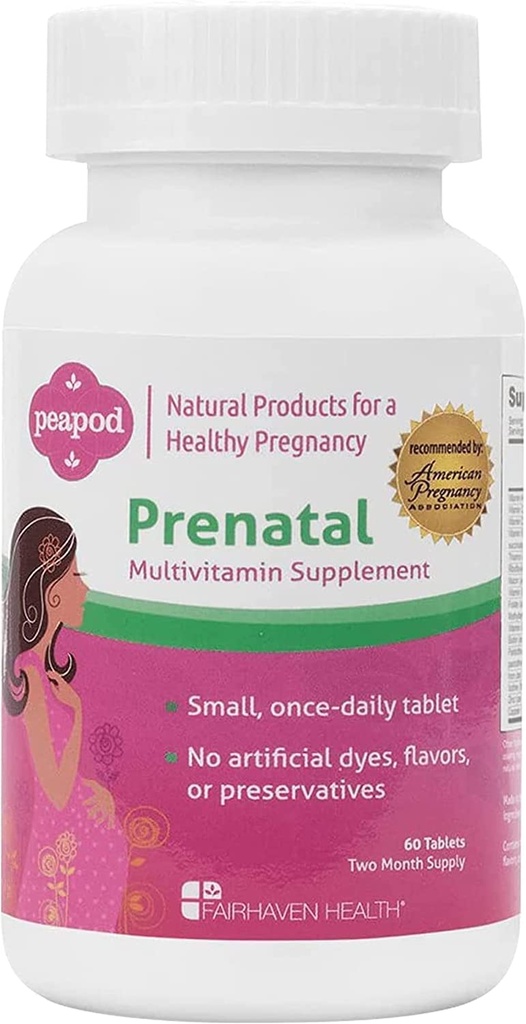 Fairhaven Health Peapod Prenatal Multivitamin - 1 pro Tag, leichte Vanille Flavor - Schwangerschaft Muss für Frauen und Baby Gesundheit - Inklusive Eisen, Vitamin C und Folsäure - 2 Monate Versorgung