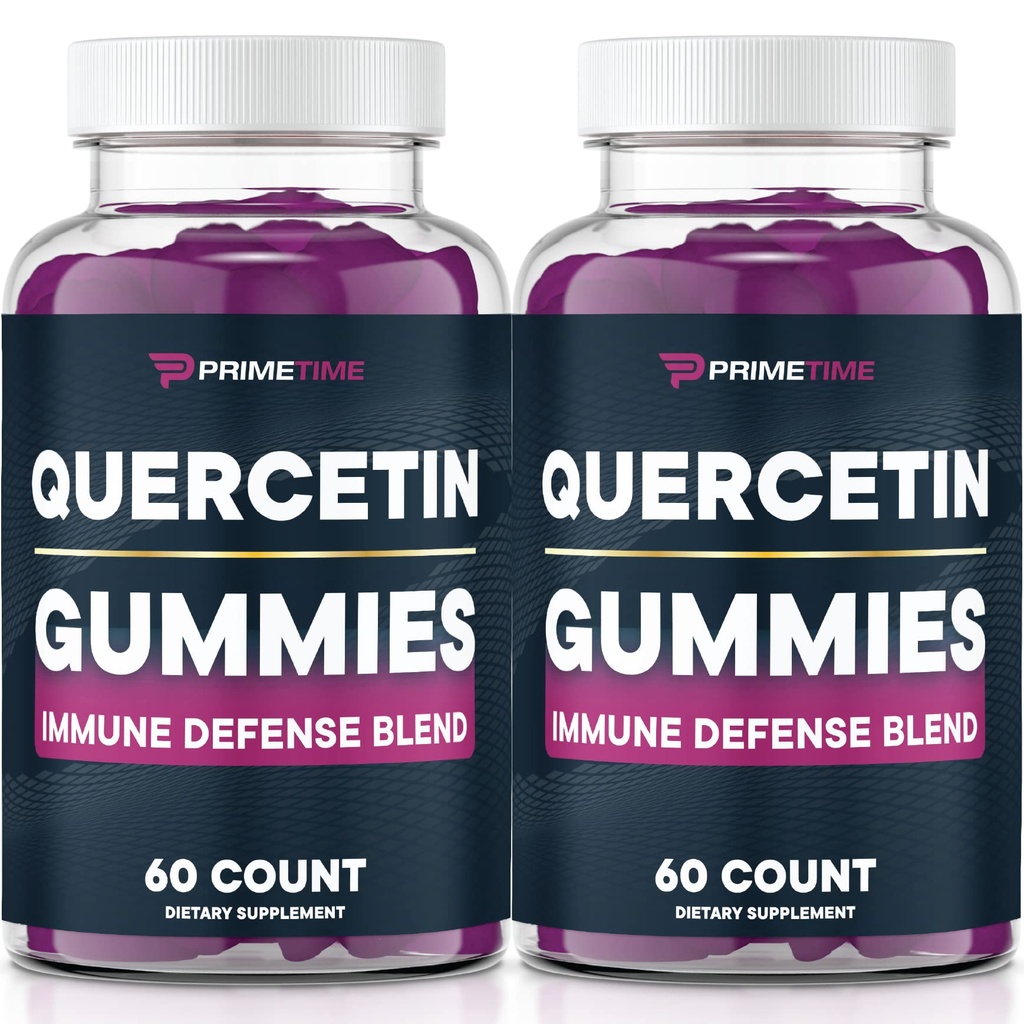 Primetime Sports Quercetin + Zink + Vitamin C 1000mg Gummi Ergänzungen mit Elderberry, Flavonoid Vitamin für Kinder Erwachsene Immunität, Immununterstützung Gummy Booster Vegan (2 Pack) 60 Count (Pack von 2)