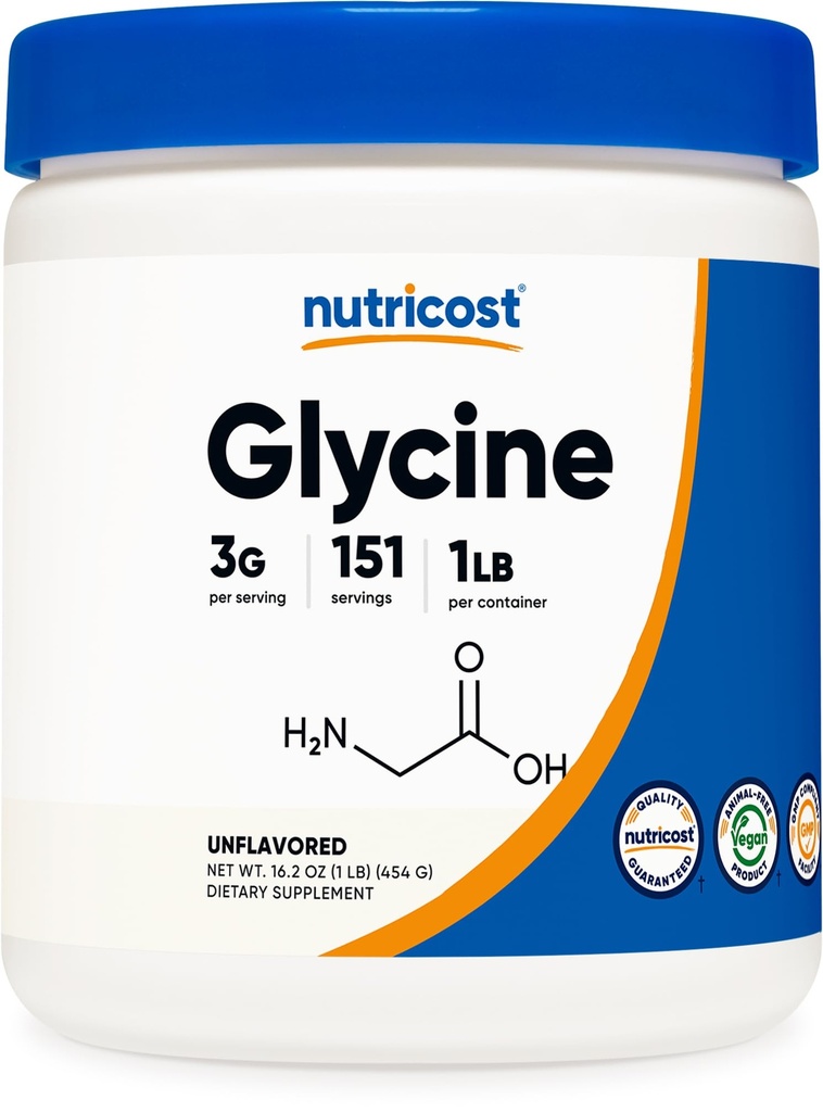 Nutricost Glycine Pulver 1lb - Nicht gentechnisch verändert, glutenfrei