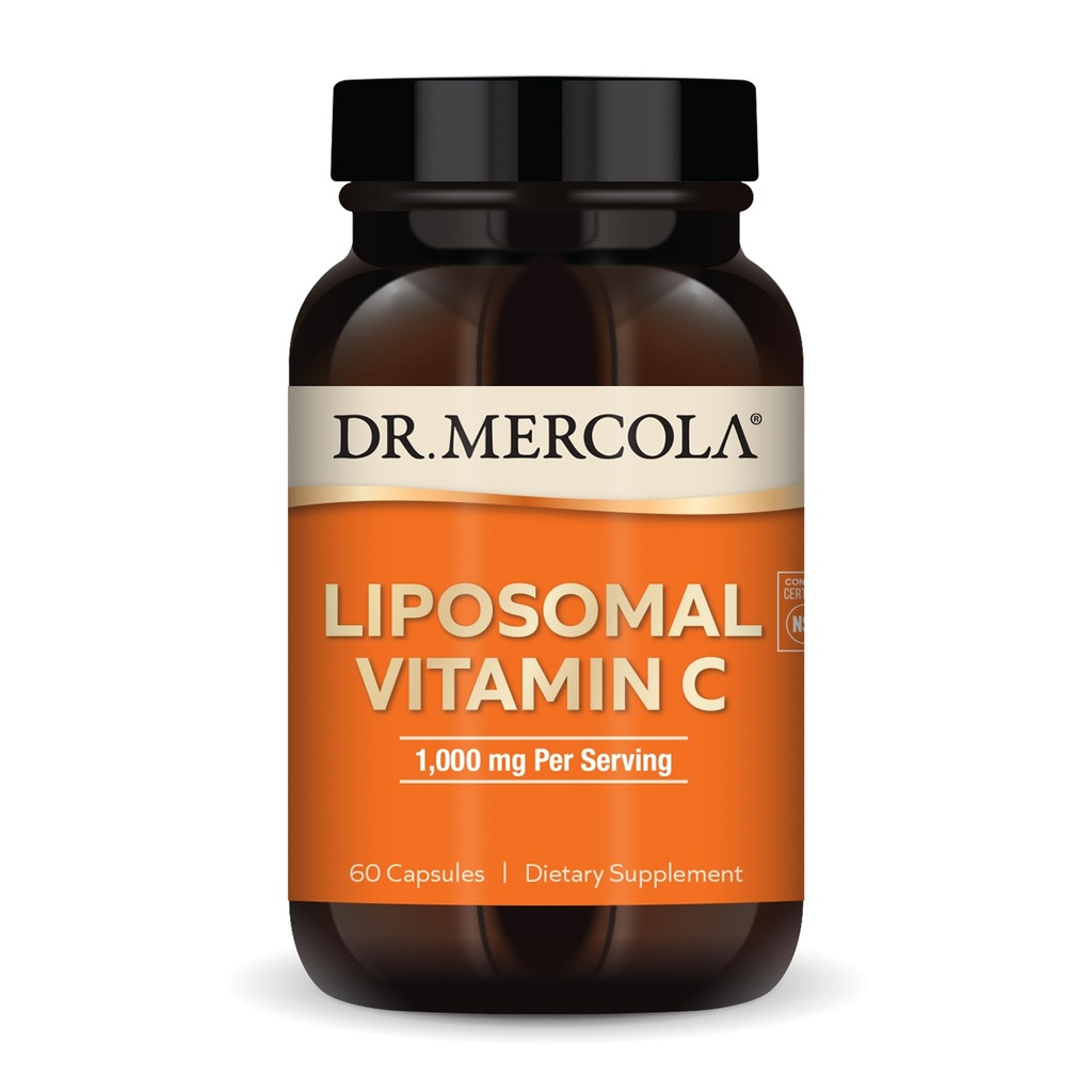 Dr. Mercola Liposomal Vitamin C - Gehirn, Herz, Augen- und Immununterstützung - Bietet 1.000 mg Bioverfügbares Vitamin C - Non-GMO, Gluten-Free & Soy-Free - 60 Kapseln (30 Portionen)
