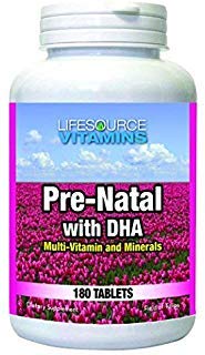 LifeSource Vitamine Pre-Natal Multi-Vitamine und Mineralien mit DHA - Mutter und Baby Gesundheit - 180 Tabletten