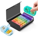 Zannaki Metall XL Wöchentliche Pille Organizer 2 Mal pro Tag, Große Reise täglich Pille Box 7 Tage, Portable Woche zweimal Pillenhalter Container, AM PM Pille Fall für Medizin Vitamin-Ergänzung, Schwarz