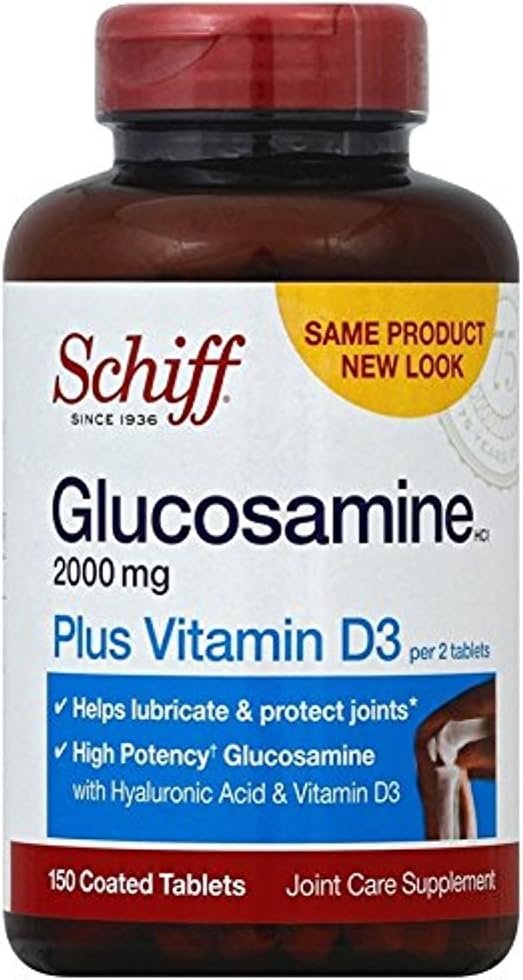 Schiff Glucosamin 2000mg mit Vitamin D3 und Hyaluronsäure, 150 Tabletten - Joint Supplement