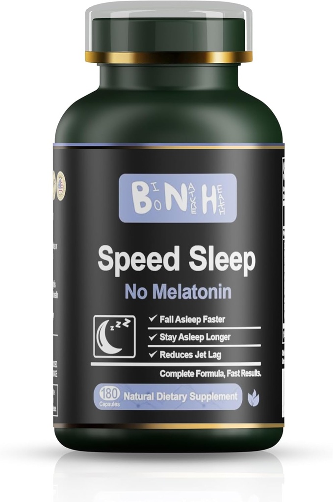 BNH Speed Sleep - Melatonin Free Formula - Antike chinesische Remedy - 15 Kräuter - Fall & Stay Asleep Faster - Wake Refreshed & Energized - No Groggy Feeling - Relax - Calms Mind- Drug Free - 180 Count