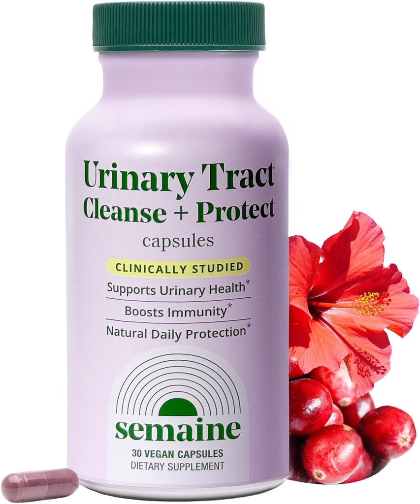 Semaine Urinary Tract Cleanse & Protect – 30 ct, Bladder Support Supplement für Frauen, Flushes Urinary Tract. Kombiniert Cranberry Proanthocyanidine mit Hibiscus.