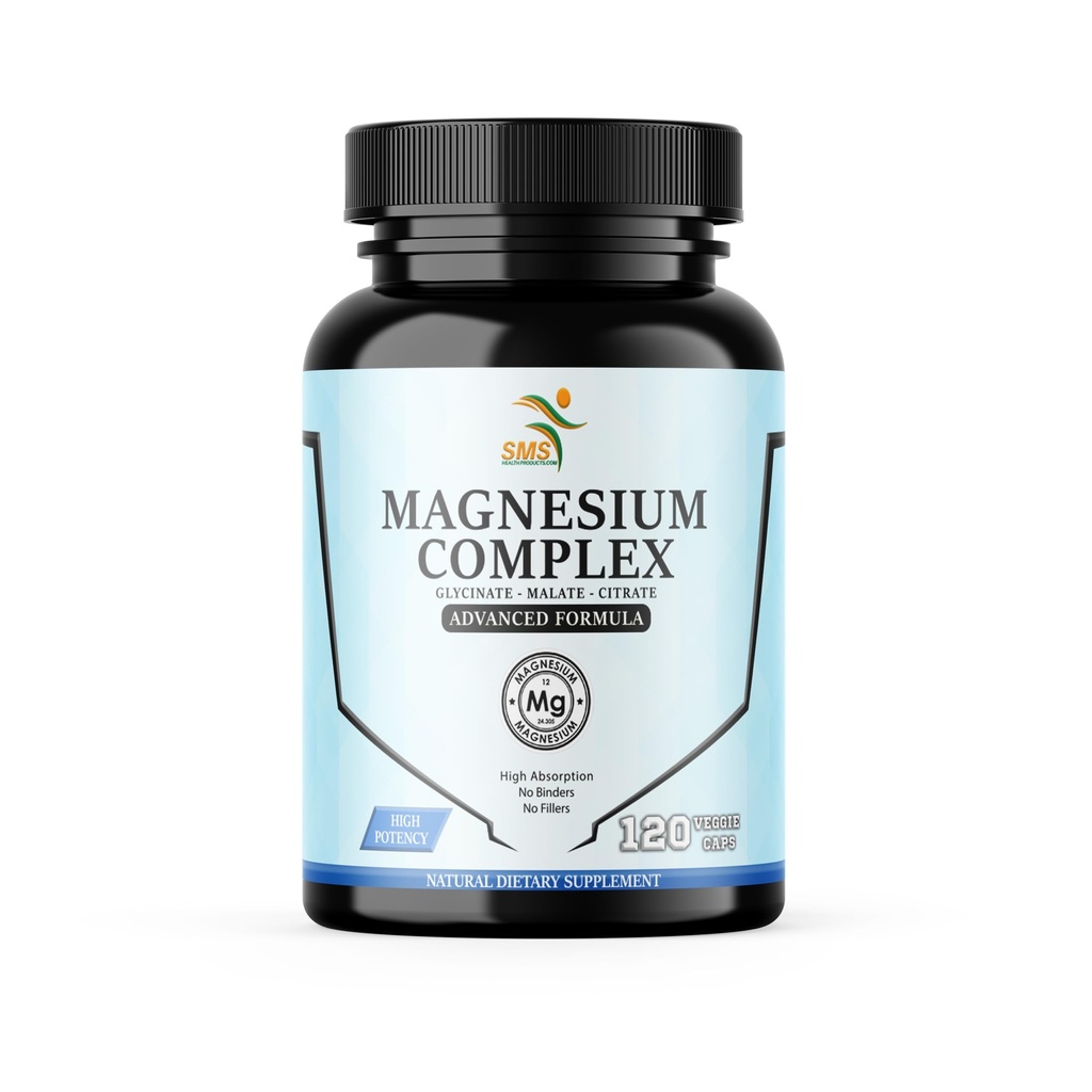Complexe de magnésium : 470mg de glycinate de magnésium, de malate et de citrate pour les muscles, les nerfs et l'énergie