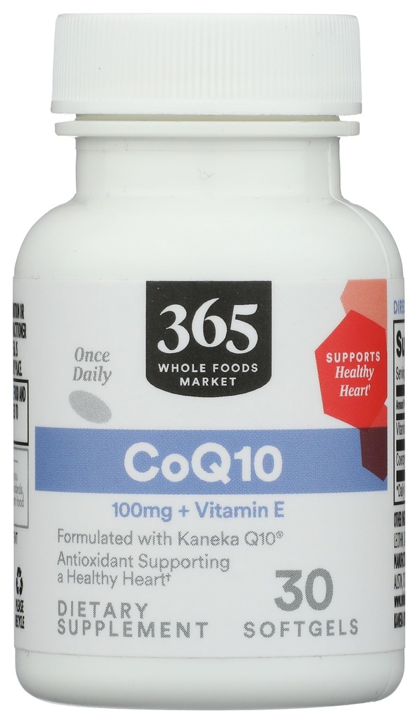 365 par marché des aliments entiers, CoQ10 100 MG Plus vitamine E, 30 Nombre