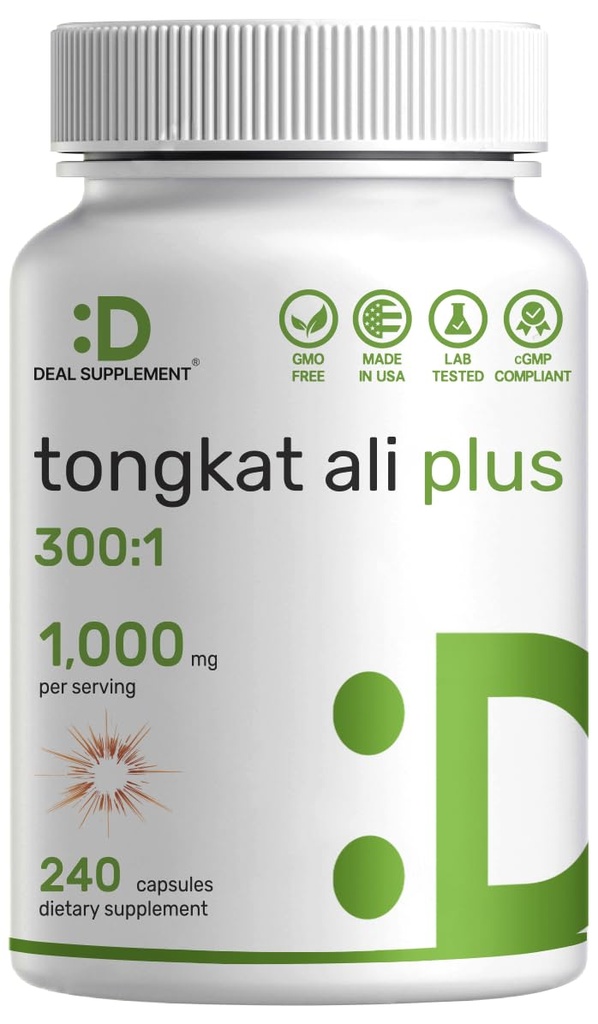 Tongkat Ali-Extrakt 300:1 mit Horny Tor Weed 1.100mg – Indonesisch Longjack Eurycoma Longifolia Root – Extra Stärke Kräuterergänzung für Energie