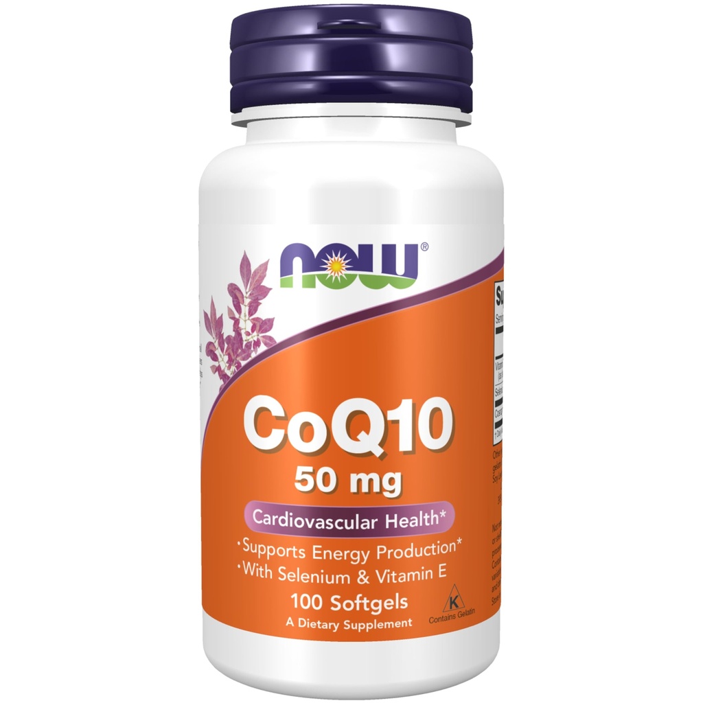 NOW-Ergänzungen, CoQ10 50 mg, Pharmazeutische Sorte, All-Trans-Form hergestellt durch Fermentation, 100 Softgels