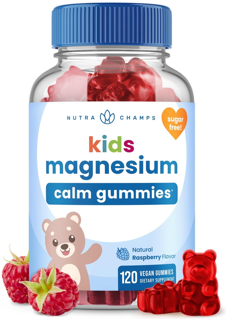 NutraChamps 120 Kids Magnesium Gummi - Zuckerfreies Gummi für Kinder - 4 Monate Versorgung - Unterstützt Knochengesundheit, Schlaf - Magnesium Citrat für Kinder Supplement