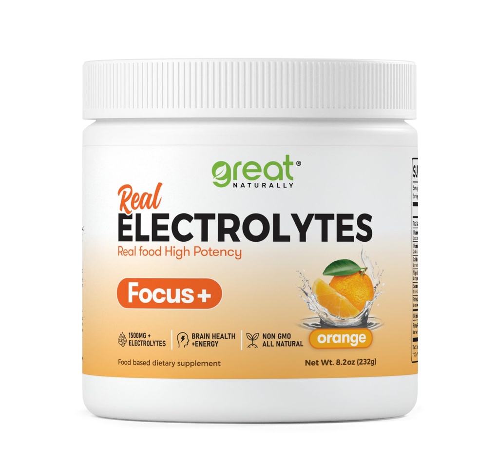 Schwerpunkte Orange Nootropic Elektrolyt: Hydration & Gehirn Unterstützung für kognitive Enhancement, Memory, Concentration - Citicoline, Organic Caffeine, Methyl B12 - Made in USA