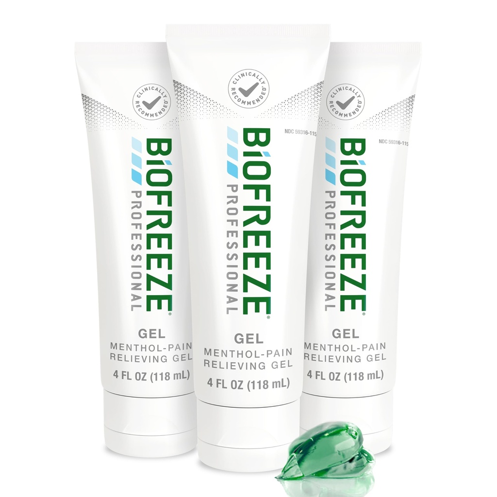 Biofreeze Professional Schmerzlinderung Gel, 4 Unzen Tube (3-Pack) - Schnelles, kühlendes Relief für Arthritis, Muskeln Soreness, Gelenk, Rücken, Hals, Knieschmerzen &amp; Mehr