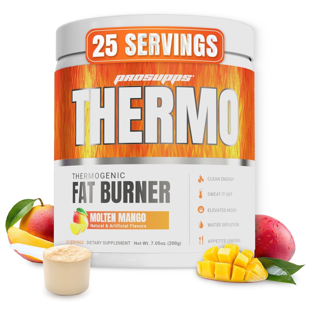 PROSUPPS Thermogenic Fat Burner Powder, Molten Mango - Weight Loss & Metabolism Booster Pre Workout Supplement für Damen und Herren - Unterstützt Appetit Control & Boosts Energy - Glutenfrei - 25 Servierungen