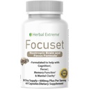Focuset Nootropics Formule Cerveau et Focus. 90 Capsules Diméthylaminoéthanol (Bitartrate de DMAE), L-glutamine, L-Tyrosine, GABA, Bacopa et plus, Blanc