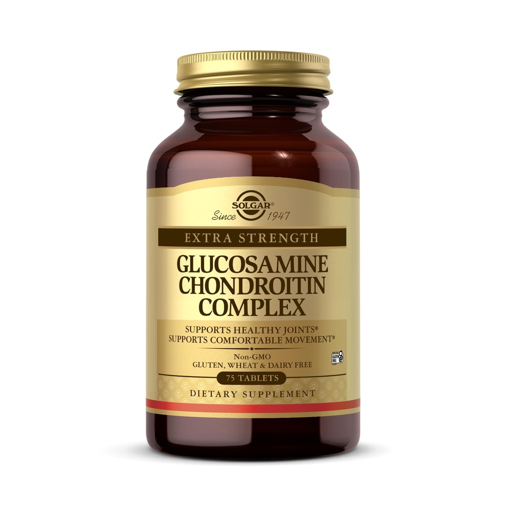Solgar Extra Strength Glucosamine Chondroitin Complex - 75 comprimés - soutient des articulations saines et un mouvement confortable - non-OGM, sans gluten, sans lait - 25 portions