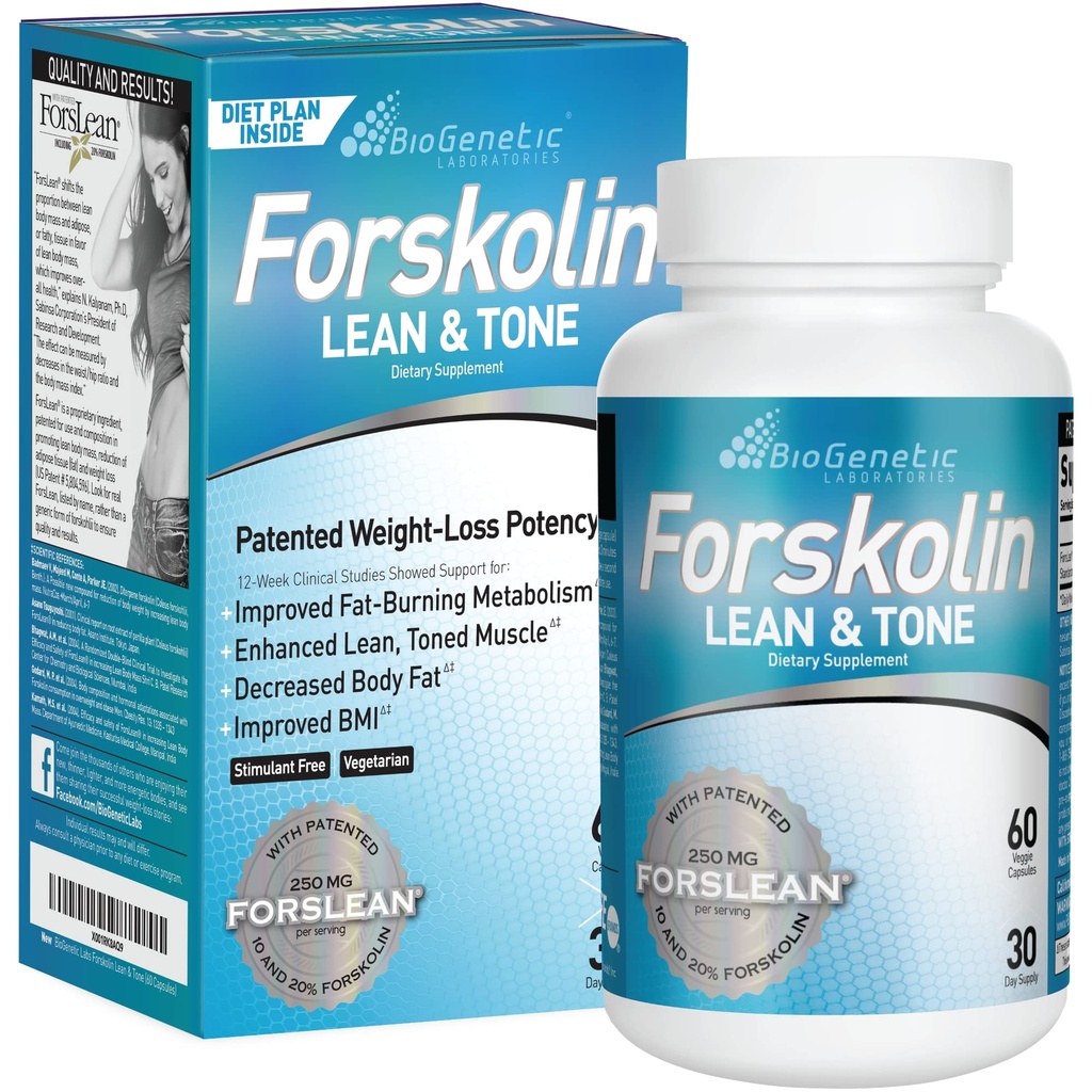 Biogenetic Labs Forskolin Lean & Tone - Gewichtsverlust Pillen - Body Toning Formel Fat Burner und Wartung von Muskelmasse für Männer und Frauen Appetit Suppressant - 60 Kapseln - Vegetarisch