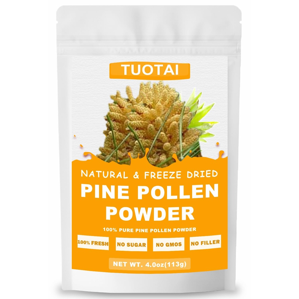 Poudre de pollen de pin premium, poudre 100% naturelle, sans OGM, sans additifs, végétalien