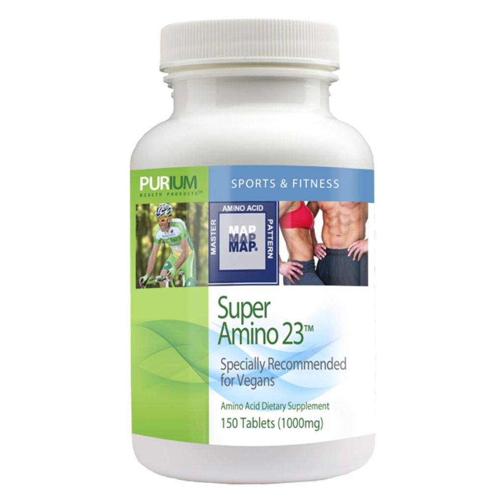 Purium Super Amino 23-150 Comprimés végétaliens - BCAA & Essential Amino Acid Dietary Supplément, préentraînement, aide à la récupération, peut aider à construire des muscles - sans gluten - 30 portions