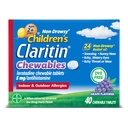 Claritin Kinderallergien Medizin, 24-Stunden-nicht-Drowsy Loratadine 5mg Kautablettt, Antihistamin für Kinder Alter 2 Jahre und älter, Grape Flavored, 40 Tabletten