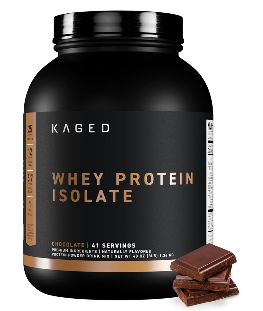 Kaged Whey Protein Isolate Pulver | Schokolade | 100% reine Low Lactose Whey | Post Workout Erholungsgetränk | Unterstützt Muskelaufbau | Ergänzungen für Männer & Frauen | 41 Servierungen