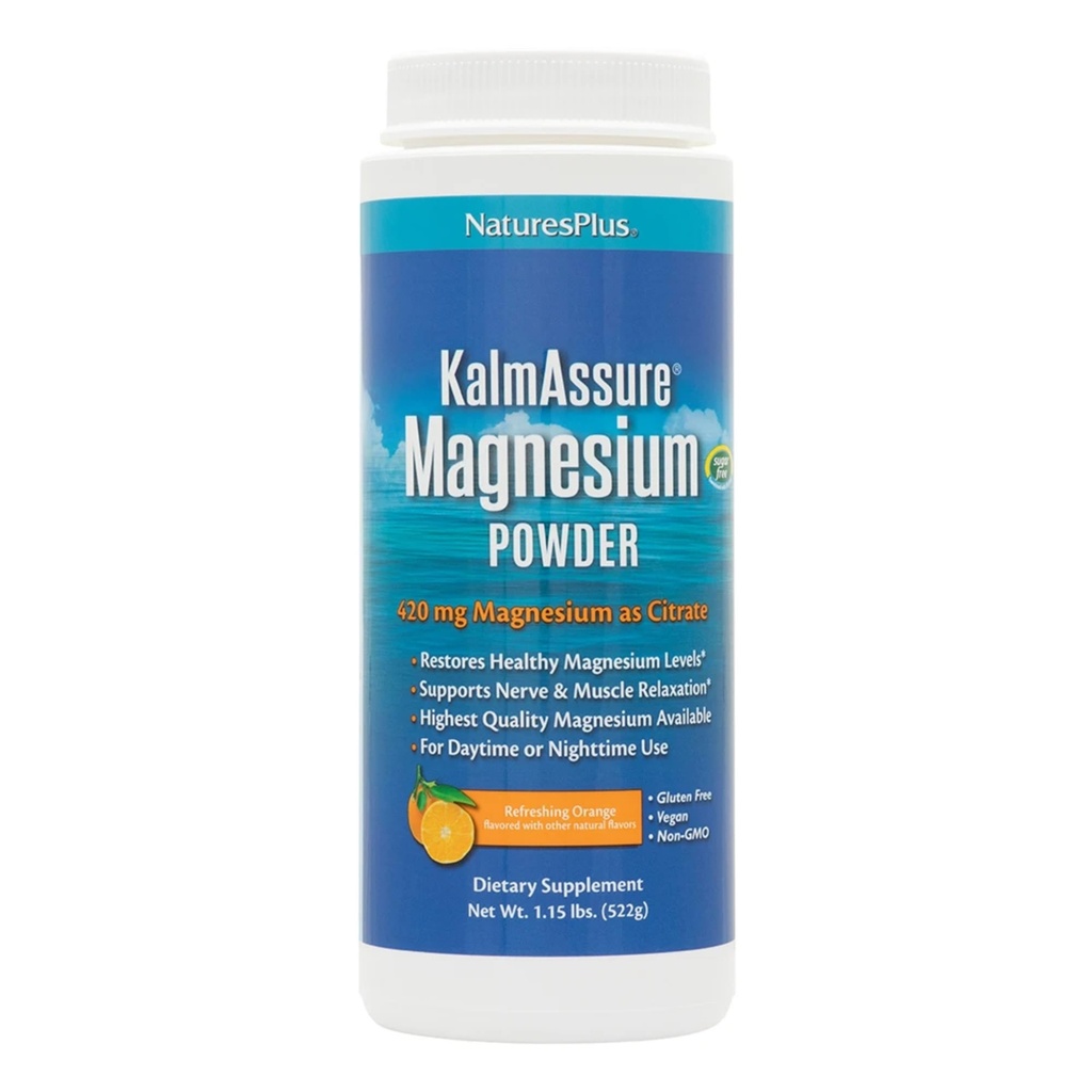 NaturesPlus KalmAssure Magnesium Powder - 1,15 lb, Paket von 2 - Orange Flavor - Unterstützt Nerve und Muskelentspannung - Non-GMO, Glutenfrei, Vegan - 120 Portionen
