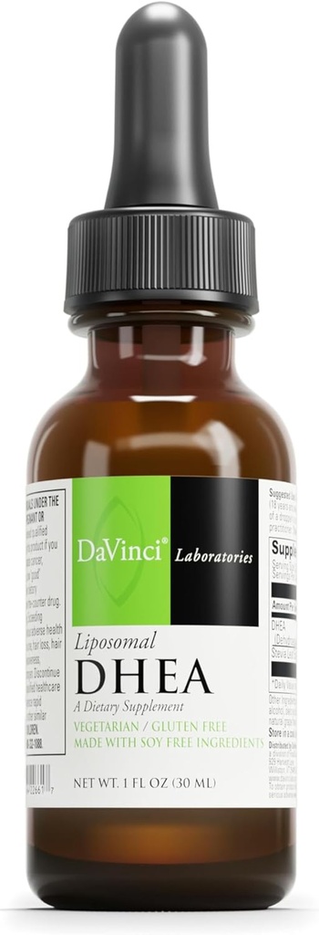 DAVINCI Labs Liposomal DHEA - Complément alimentaire liquide pour soutenir le système immunitaire, la santé thyroïde et les taux d'hormones sains* - avec DHEA (Déhydroépiandrostérone) et extrait de Stevia Leaf - 30 ml