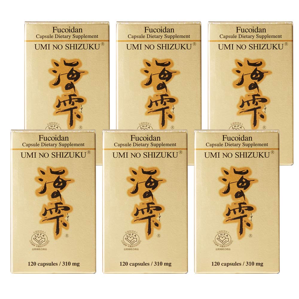 6 Bottles of Umi No Shizuku Fucoidan Capsule Pure Seaweed Extract Enhanced with Agaricus Mushroom Optimized Immune Support Health Supplement