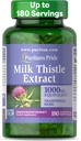 Puritan's Milk Thistle 4:1 Extrakt 1000mg 180 Softgels (Silymarin) Lebergesundheit