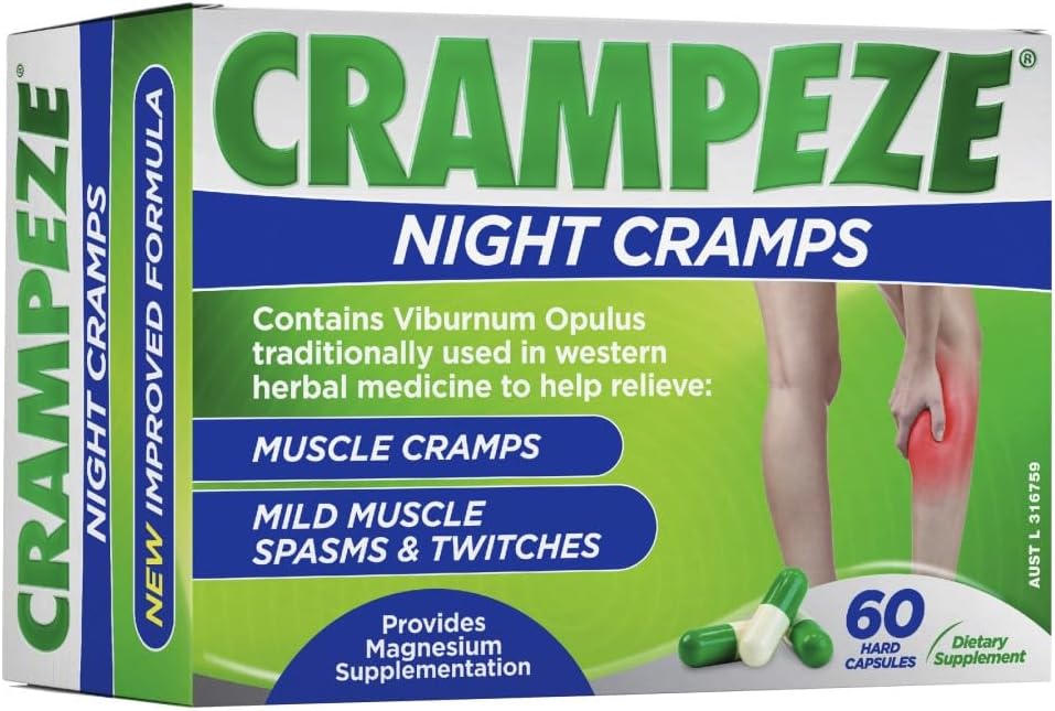 Crampeze Crampes de nuit Relief naturel des crampes musculaires, spasmes et jambes fatiguées 60 Capsules