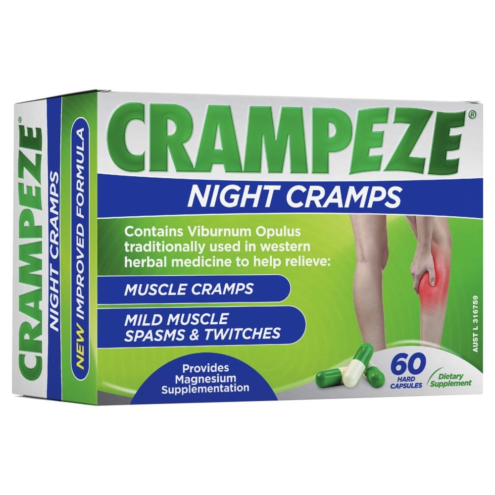 Crampeze Night Cramps Natural Relief von Muskelkramps, Spasmen & Müde Beine 60 Kapseln