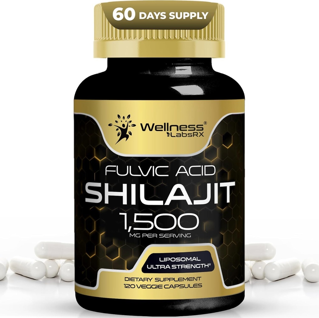 Himalayan Shilajit für Herren - 1500mg Shilajit Kapseln für Männer, reine Shilajeet für Frauen mit natürlicher Belegung Fulvic Acid - Shilajet für verbesserte Energie und Immununterstützung - 120 Count (Pack von 1)