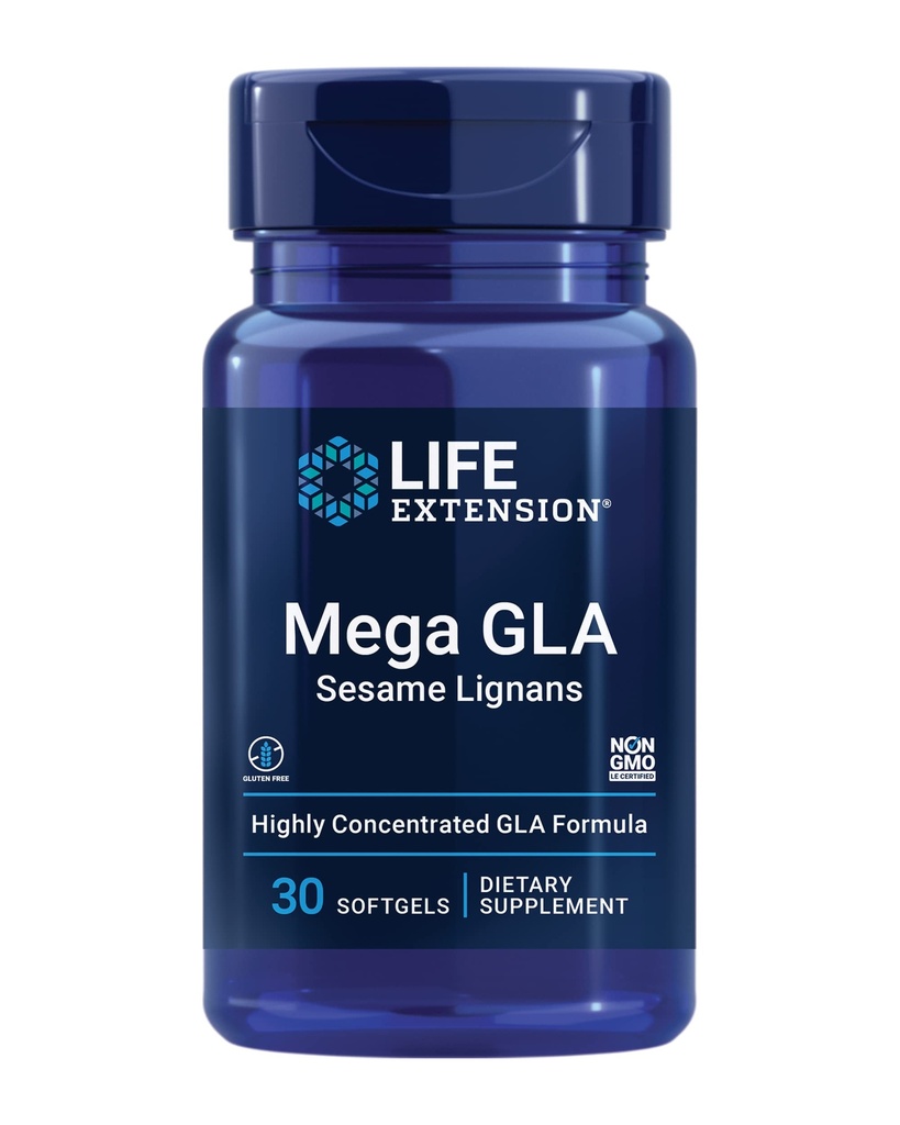 Life Extension Mega GLA Sesam Lignans, Omega-6 Fettsäuren, um eine gesunde entzündliche Antwort zu fördern, Glutenfrei, Non-GMO, 30 Softgels