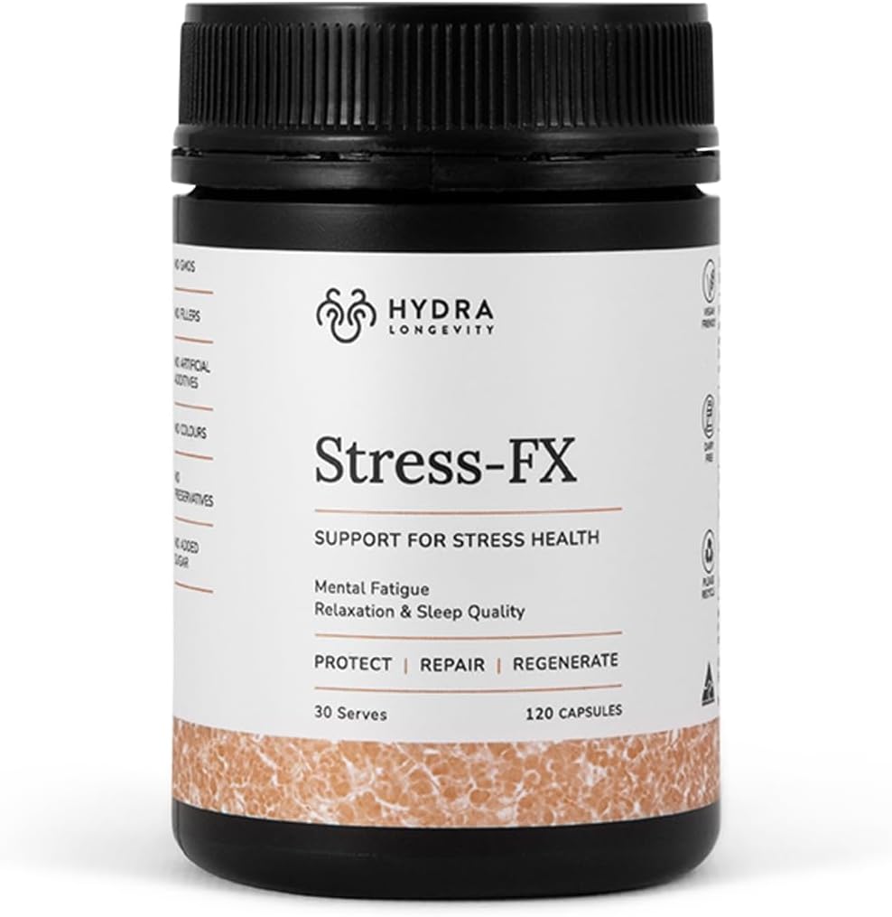 Stress-FX Stress Support & Mood Support Supplement, Reliefformulierung mit Adaptogenen, Ashwagandha, L-Theanin, Vegan, Glutenfrei, 120 Kapseln (30 Portionen)