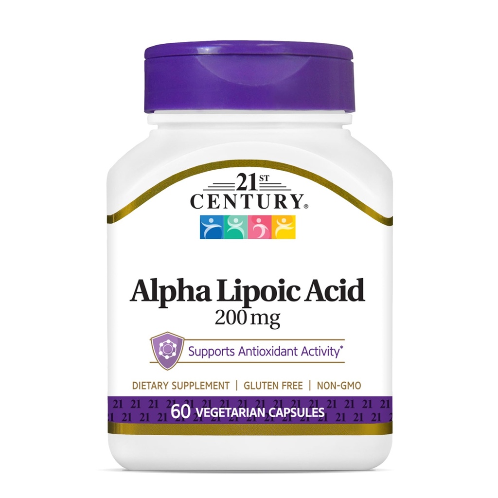 21st Century Healthcare Alpha Liponsäure 200 mg, 60 Graf Vegetarische Kapseln