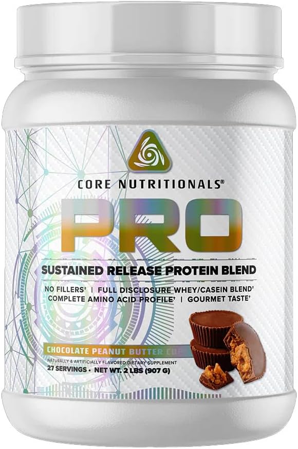 Core Nutritionals Pro Sustained Release Whey Protein Blend | mit Verdauungsenzymen | 25g Protein, 2g Carbs | Keine Füllstoffe | 2 Pound (Chocolate Peanut Butter Cup)