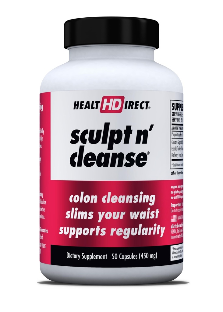 HEALTH DIRECT Sculpt n' Cleanse - Kräuter Colon Cleanse for Digestive Health & Regularity - Natural Detox & Gut Flush Supplement - 50 Veggie Kapseln