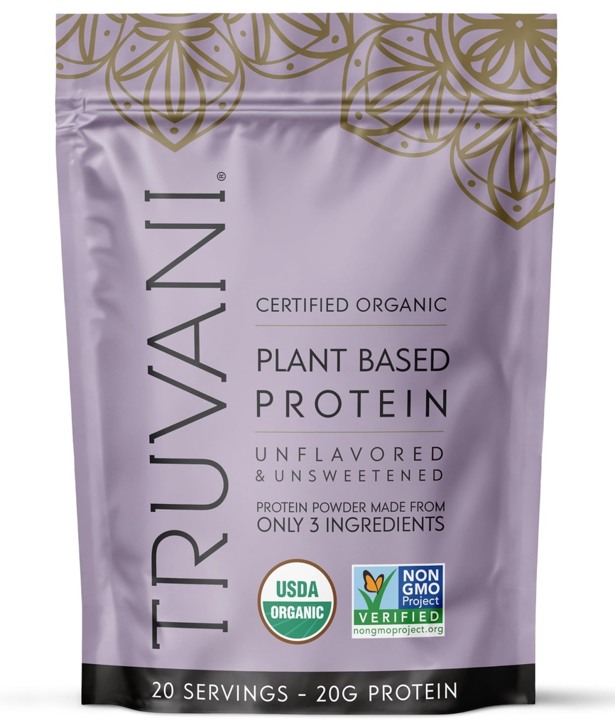 Truvani Vegan Pea Protein Pulver | Unflavored | 20g Bio Pflanzen basiertes Protein | 20 Servierungen | Keto | Gluten & Dairy Free | Low Carb | Kein hinzugefügt Zucker