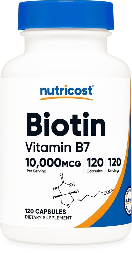 Nutricost Biotin (Vitamin B7) 10.000mcg (10mg), 120 Kapseln - Vegan, Glutenfrei, Non-GMO