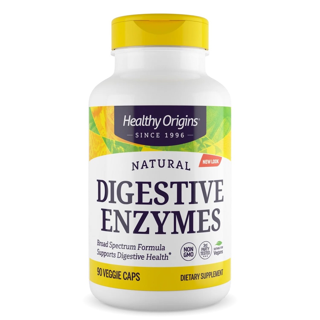 Gesunde Ursprünge Verdauungsenzyme, 90 Veggie Kapseln - Broad Spectrum, Multi-Enzyme Blend mit Protease, Amylase & Lipase - Unterstützt GI Comfort, Nährstoffaufnahme für Macronutrient Breakdown