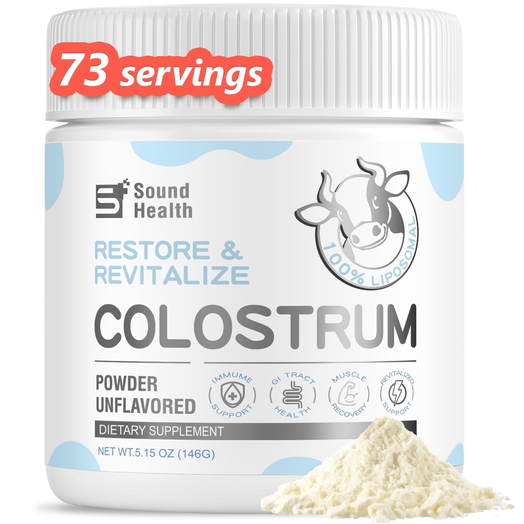 Colostrum Supplement Pulver für Menschen - Bio-Brand Colostrum Supplement für Gut Gesundheit, Haarwachstum, Schönheit und Immununterstützung - Entflammt (73 Servierungen)