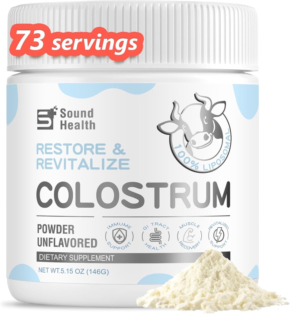 Colostrum Supplement Pulver für Menschen - Bio-Brand Colostrum Supplement für Gut Gesundheit, Haarwachstum, Schönheit und Immununterstützung - Entflammt (73 Servierungen)