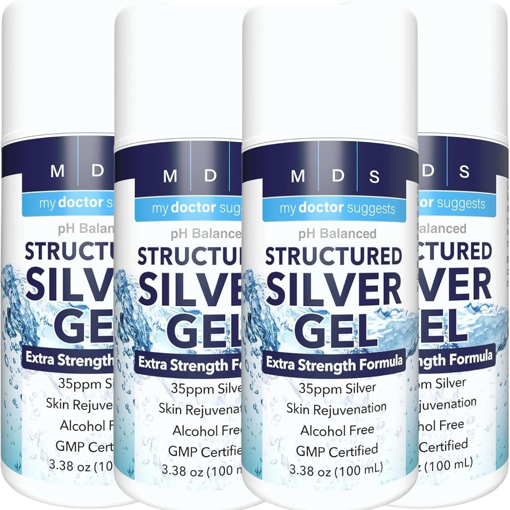 Kolloidale Silber Gel Extra Strength - 35ppm Aktiviertes kolloidales Silber Gel für maximale Potenz - Made in USA - Strukturierte Formel in einem bequemen 4 Pack