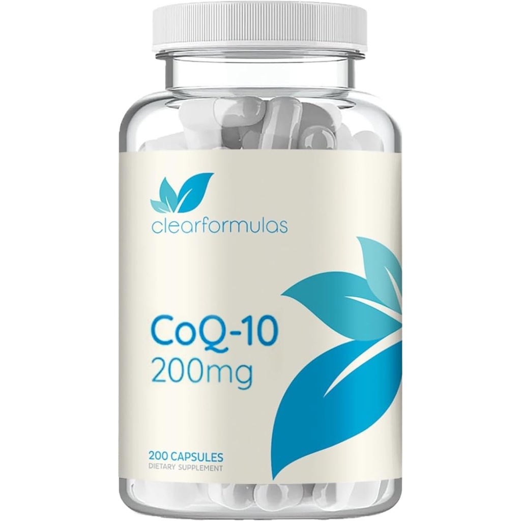 Formules claires Absorption rapide CoQ10 200mg - Coenzyme Q10 Potent Antioxydant pour l'énergie cardiaque et le vieillissement Support - Capsules Ubiquinone CoQ10 de haute stabilité - Fabriqué dans un cGMP US Lab