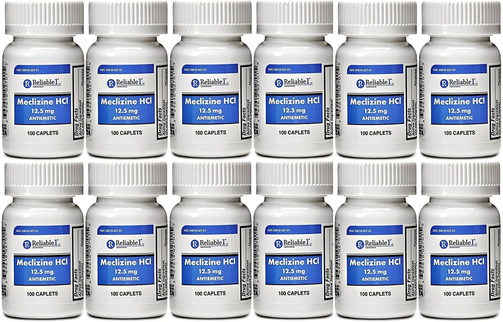 Meclizin 12.5 mg Antiemetic, Bewegungskrankheit 100 Caplets PACK von 2