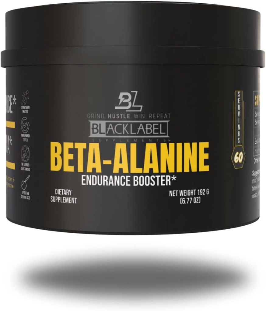 BLACKLABEL ergänzt Beta-Alanin-Pulver, 60 Portionen – Entflammte Aminosäure-Ergänzung für Endurance-Unterstützung, High-Intensity-Training, Sprinting, Crossfit & Sports Performance – Koffeinfrei