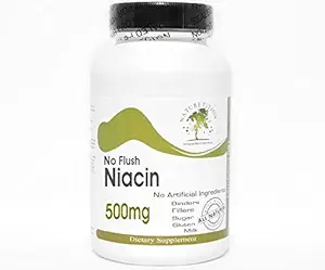 No Flush Niacin 500mg ~ 200 Kapseln - keine Zusatzstoffe ~ Naturetition Supplements