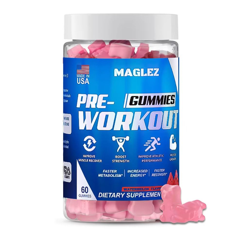 Pre Workout Gummis für Männer und Frauen, PreWorkout Gummy mit Beta Alanine | Organic Caffeine | Chromium Picolinate | Glutenfrei, Vegan, erhöhte Energie, schneller Stoffwechsel & Erholung (60 Gummy)