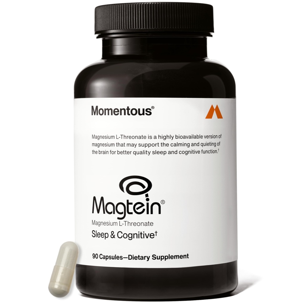 Momentous Magtein Magnesium L-Threonate - Brain & Rest Support Supplement - Boosts Kognitive Funktion & Schlafqualität - NSF zertifiziert für Sport -145 mg - 30 Servicings